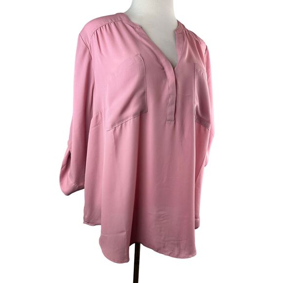 NWT Torrid Harper Georgette Pullover 3/4 Sleeve Blouse Rose Plus Size 3 3X 22-24 - Picture 3 of 14